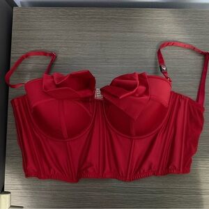 Victoria's Secret Red Bow-Detail Corset Bra